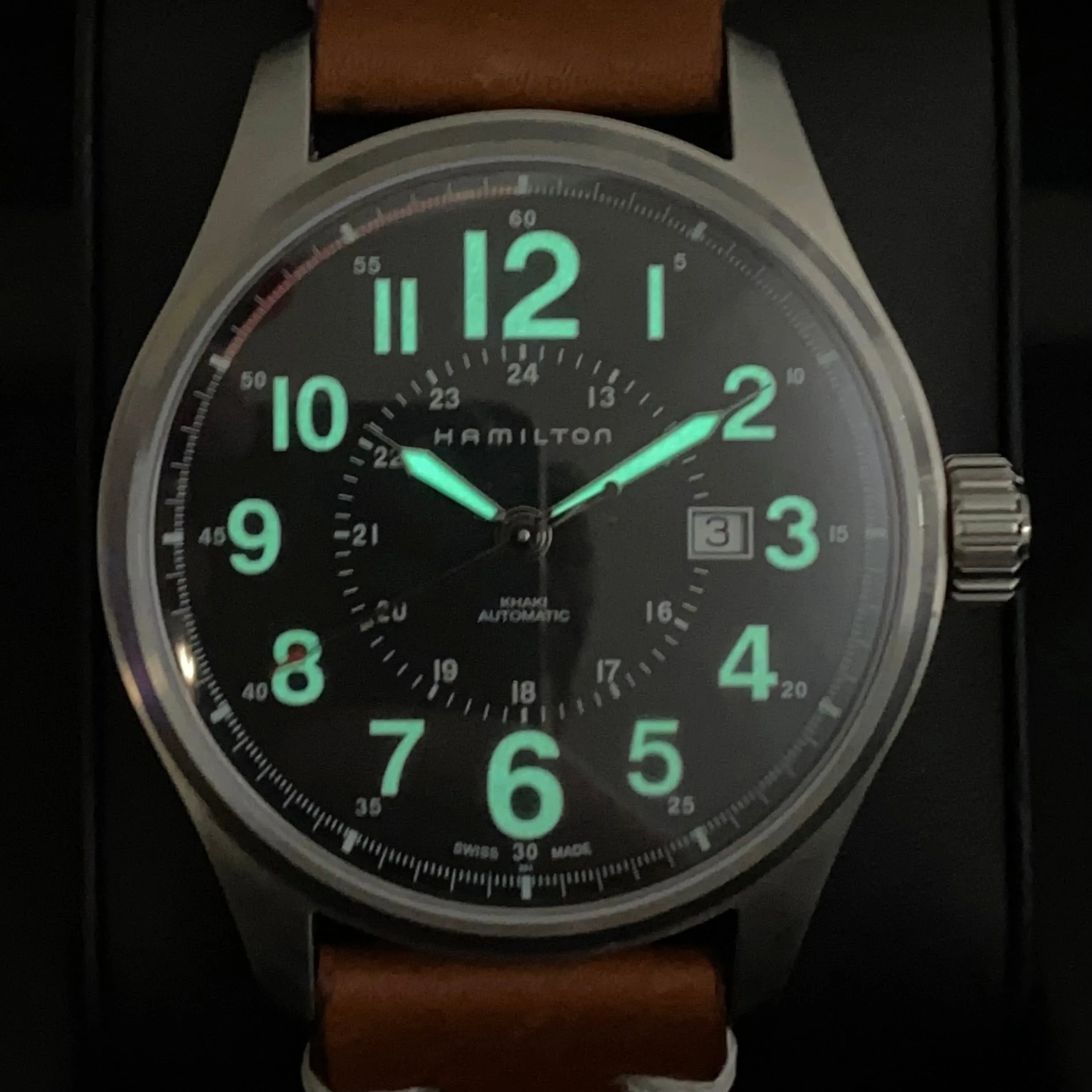 HAMILTON Khaki Field Officer Auto Watch H706150 44mm Black Dial Wristwatch  - In Double Box!