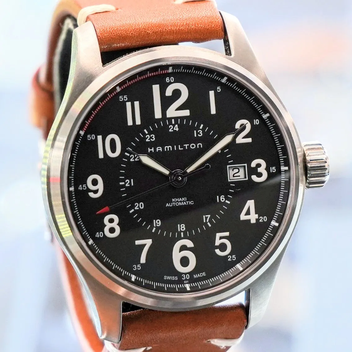 HAMILTON Khaki Field Officer Auto Watch H706150 44mm Black Dial Wristwatch  - In Double Box!