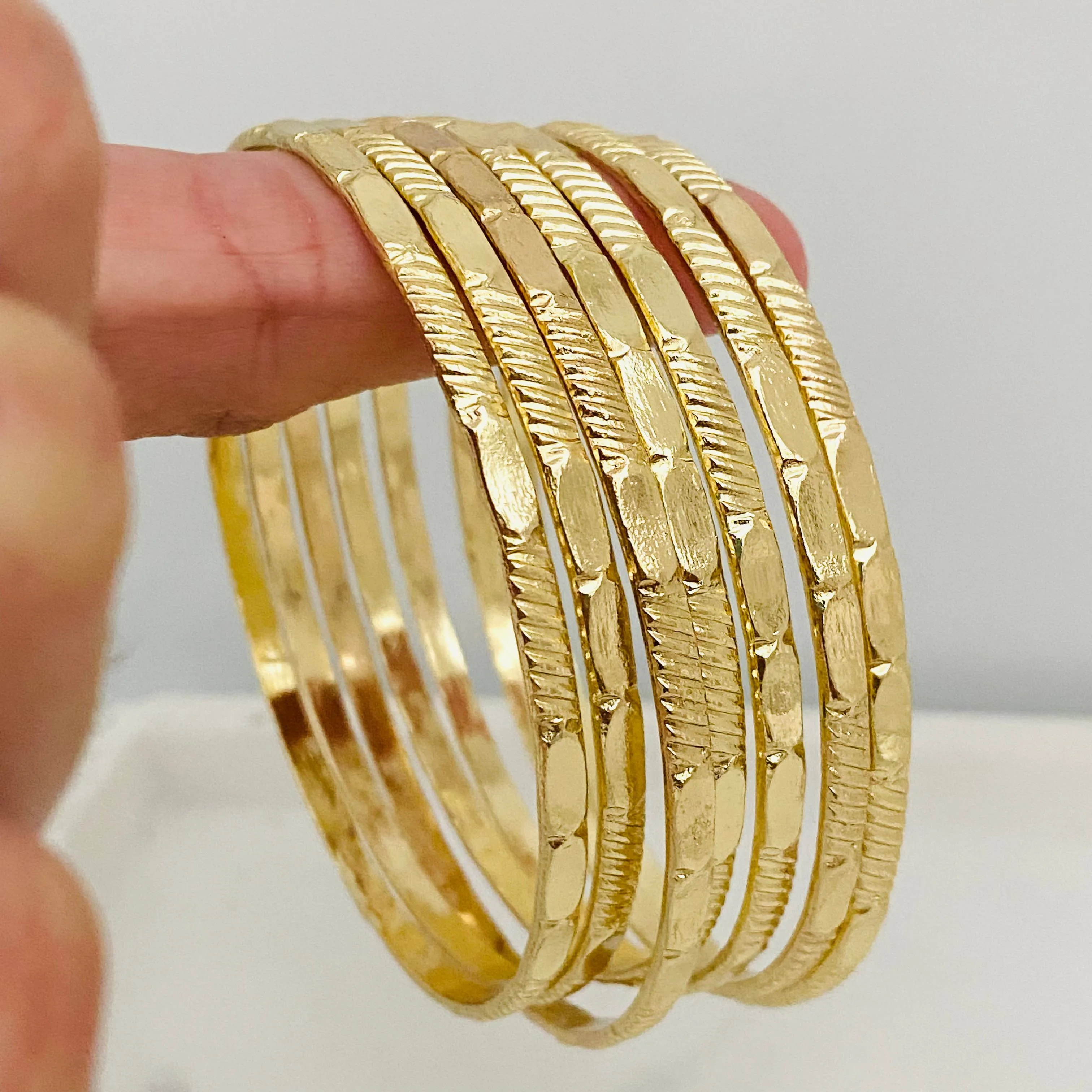 Hammered Bangles, Gold Bangle Set, Bangle Bracelet Set