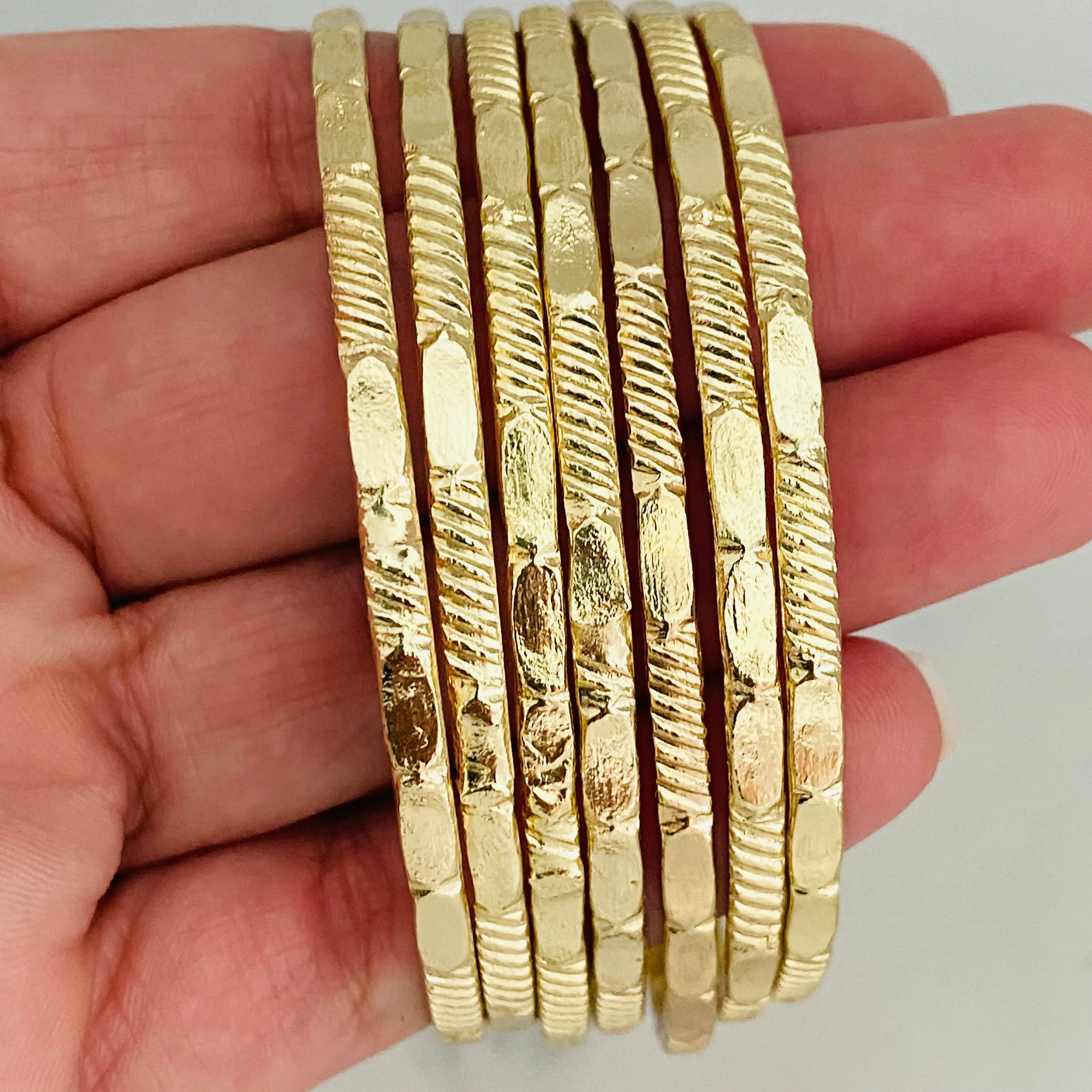 Hammered Bangles, Gold Bangle Set, Bangle Bracelet Set