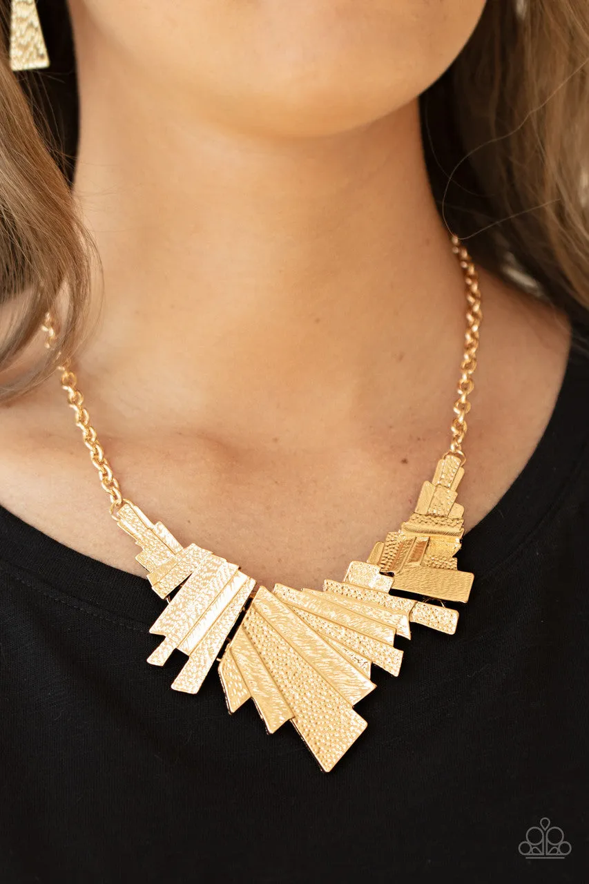 Happily Ever AFTERSHOCK Gold Paparazzi Necklace