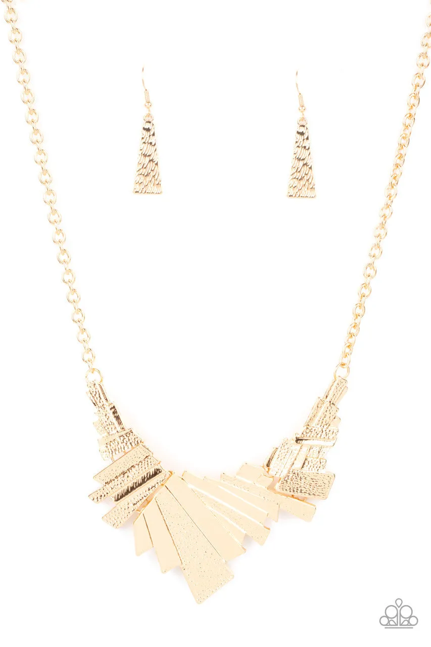 Happily Ever AFTERSHOCK Gold Paparazzi Necklace