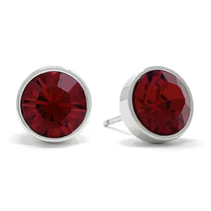 Harley Stud Earrings with Red Siam Round Crystals from Swarovski Silver Toned Rhodium Plated
