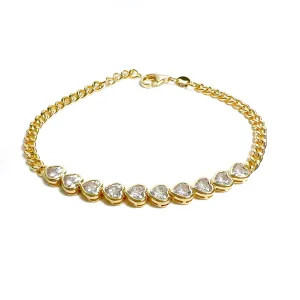 Heart Bezel Half Curb Bracelet