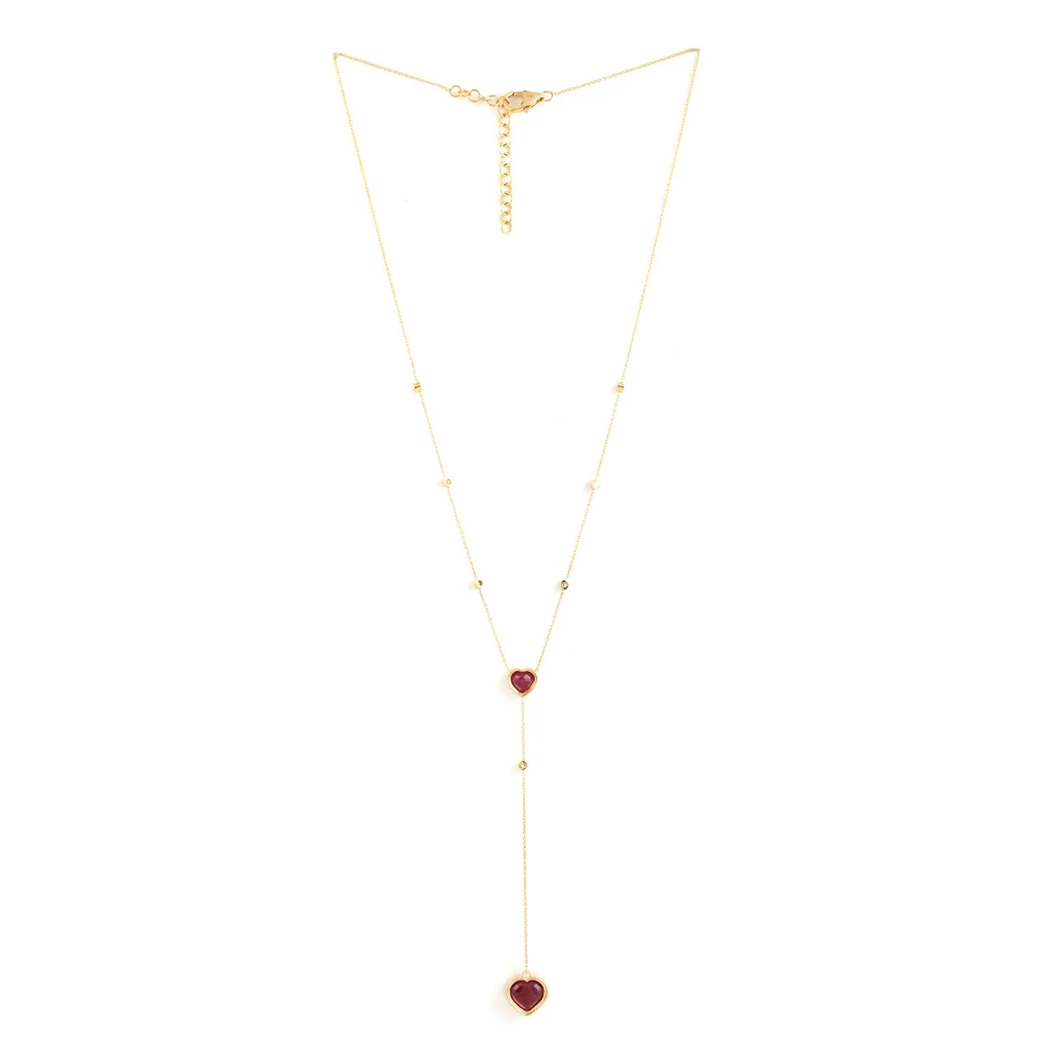 Heart Cut Ruby Pave Natural Diamond In Yellow Gold Princess Necklace For Wedding