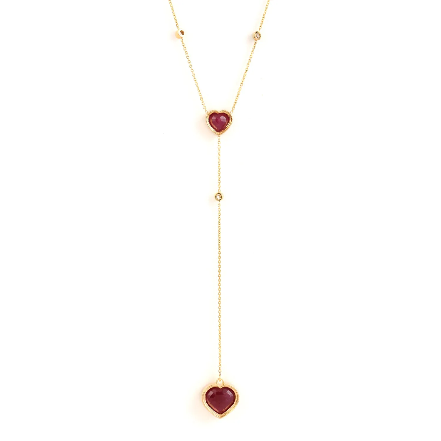 Heart Cut Ruby Pave Natural Diamond In Yellow Gold Princess Necklace For Wedding