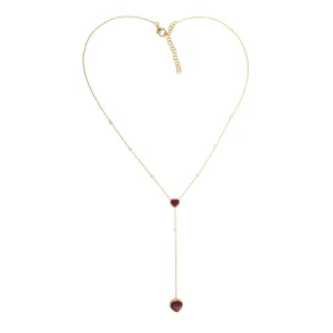 Heart Cut Ruby Pave Natural Diamond In Yellow Gold Princess Necklace For Wedding