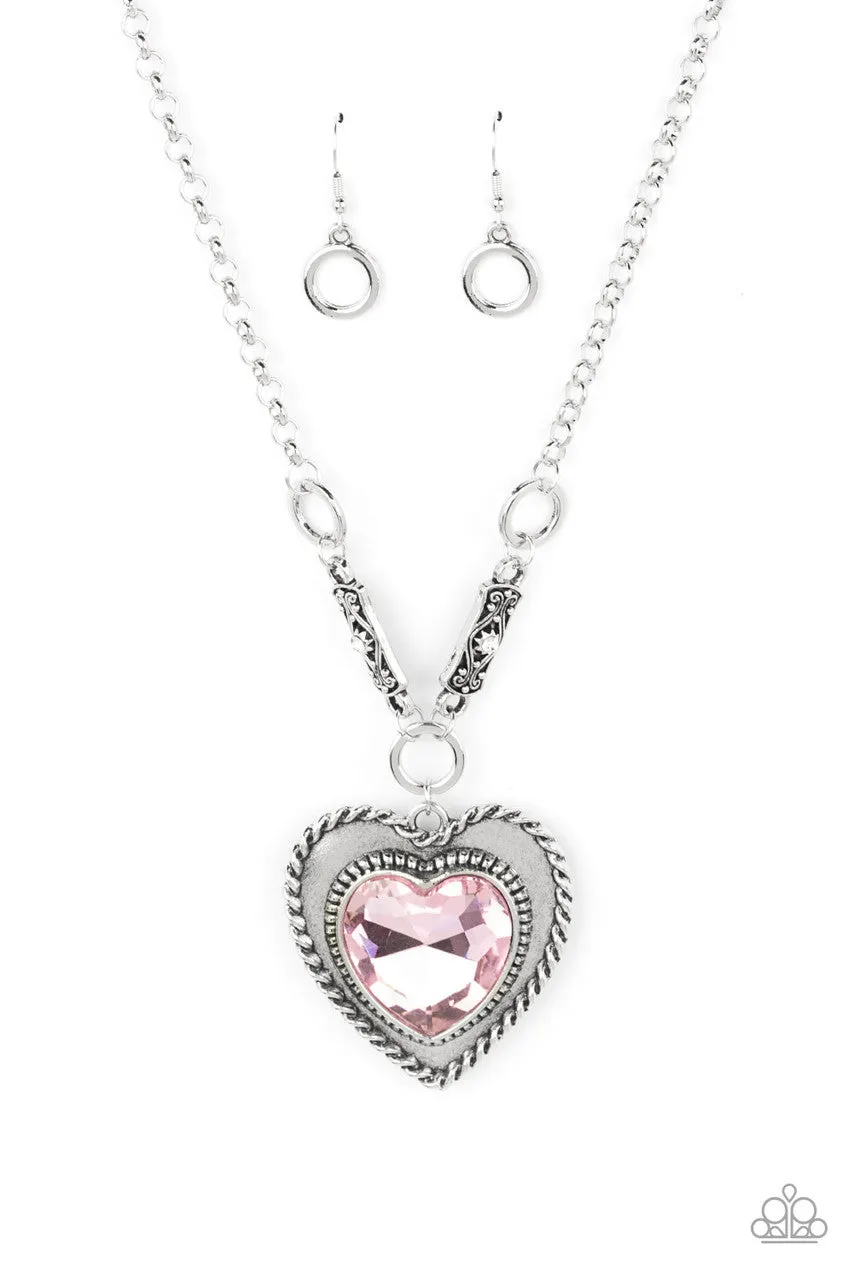 Heart Full of Fabulous - Pink - Oversized Gem Pendant Paparazzi Short Necklace