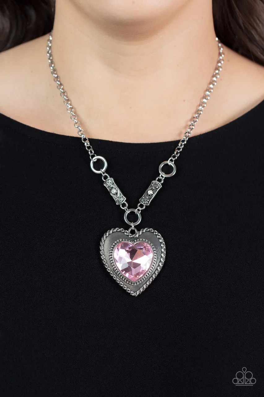 Heart Full of Fabulous - Pink - Oversized Gem Pendant Paparazzi Short Necklace