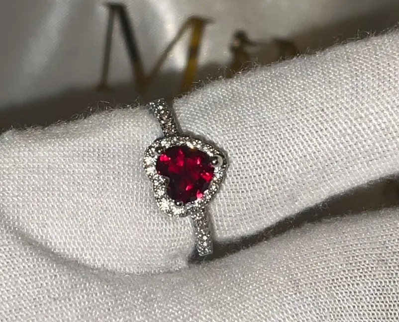 Heart Ring | Red Diamond Heart Ring | Heart Shape Ring | Diamond Heart Ring | Womens Red Diamond Ring | Engagement Ring | Red Diamond Ring