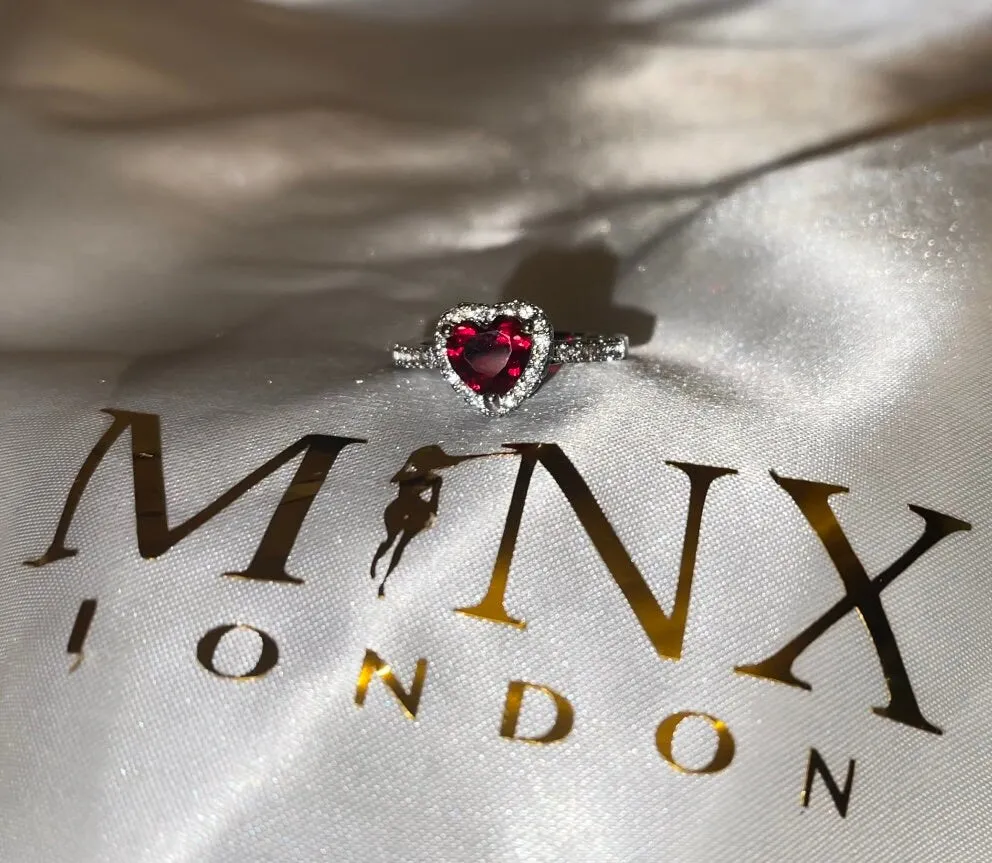 Heart Ring | Red Diamond Heart Ring | Heart Shape Ring | Diamond Heart Ring | Womens Red Diamond Ring | Engagement Ring | Red Diamond Ring