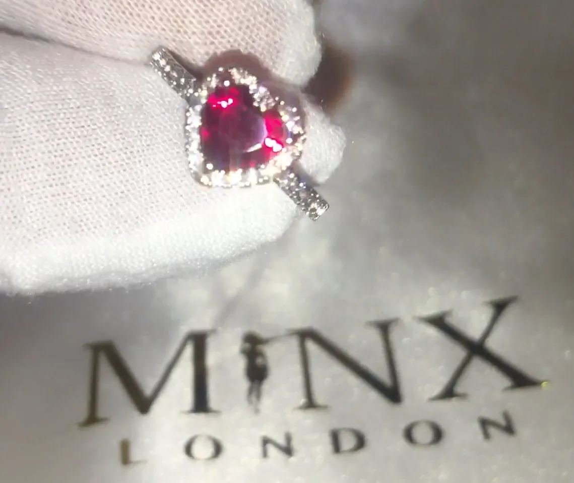 Heart Ring | Red Diamond Heart Ring | Heart Shape Ring | Diamond Heart Ring | Womens Red Diamond Ring | Engagement Ring | Red Diamond Ring