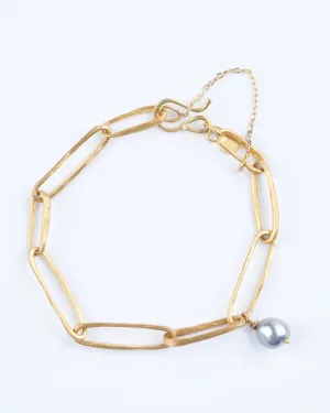 heavyweight paperclip link chain bracelet - gold