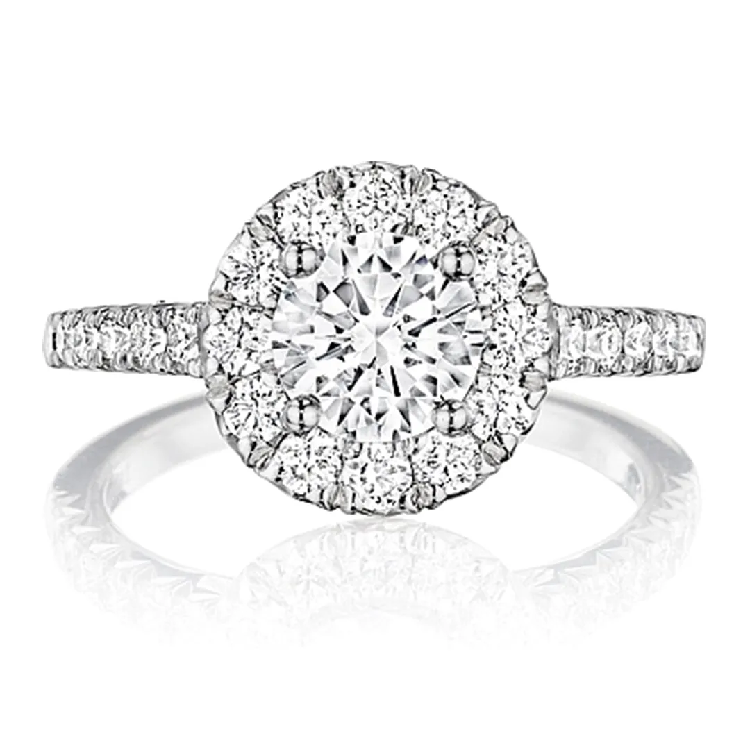 Henri Daussi Pave Halo Diamond Engagement Ring