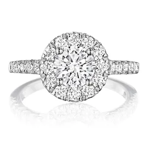 Henri Daussi Pave Halo Diamond Engagement Ring