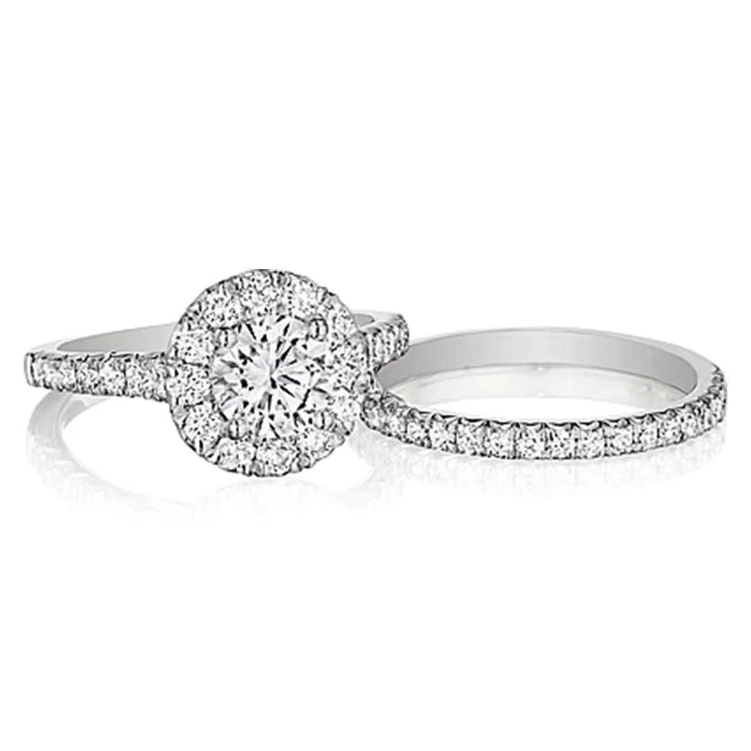 Henri Daussi Pave Halo Diamond Engagement Ring