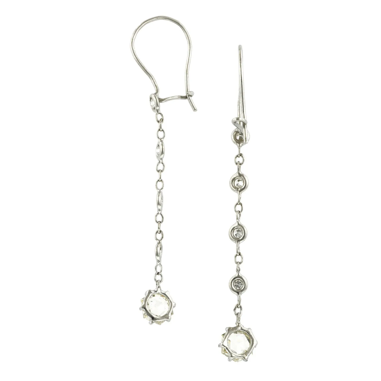 Hexagonal Rose Cut Diamond Drop Earrings