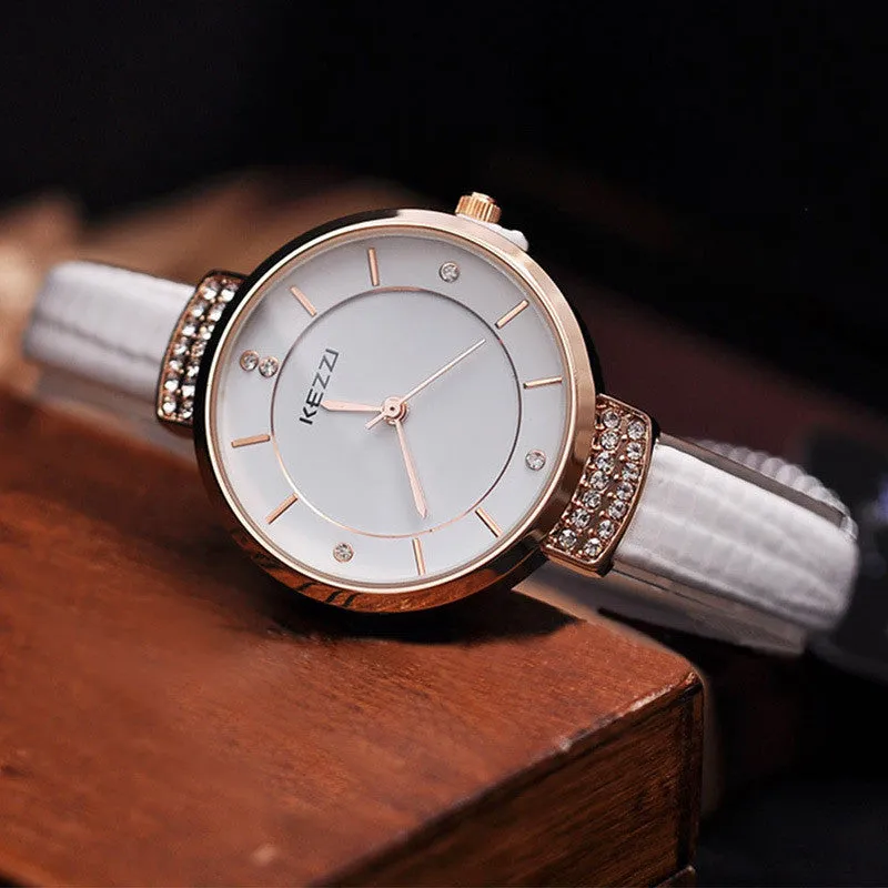 High Quality KEZZI Brand Leather Strap Watches Women Dress Watch Waterproof Ladies Quartz Watch