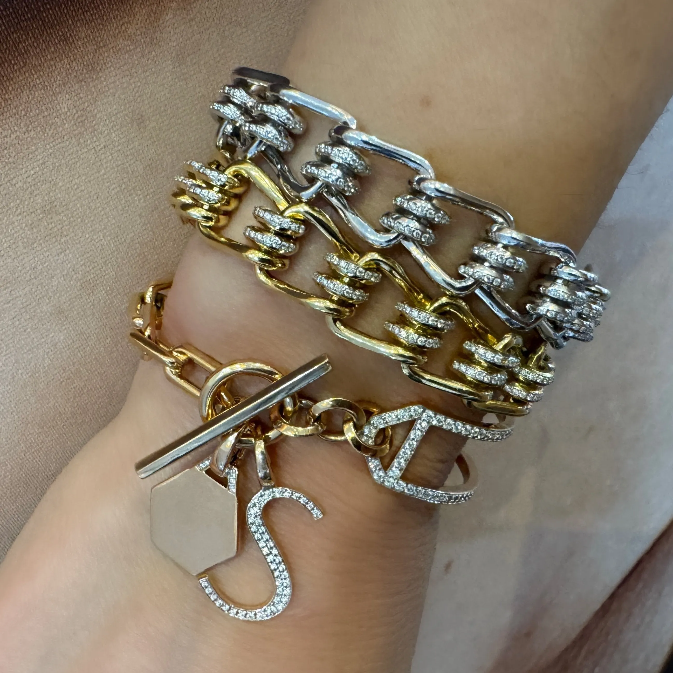 Huxley Gold & Diamond Coil Link Bracelet