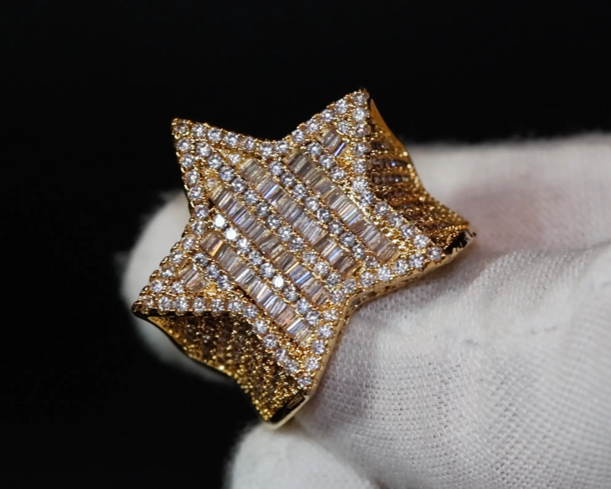 Iced out ring | Star Ring | Diamond Star Ring | Star Shaped ring | Star Rings | Iced Out Star Ring | Baguette Star Ring | Gold Star Ring