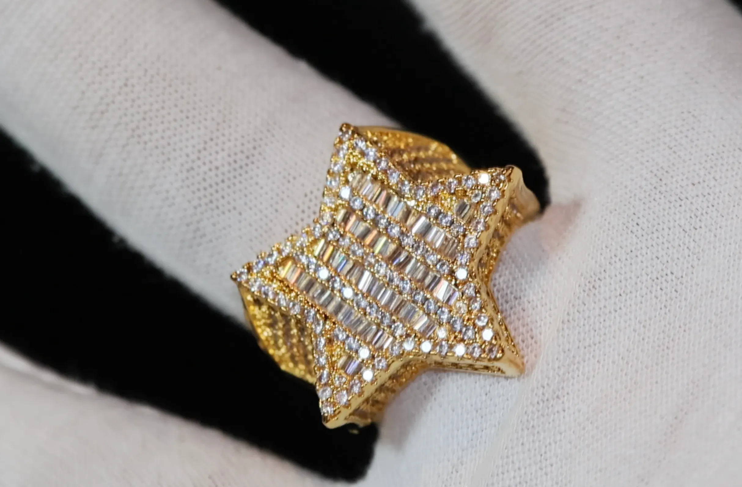 Iced out ring | Star Ring | Diamond Star Ring | Star Shaped ring | Star Rings | Iced Out Star Ring | Baguette Star Ring | Gold Star Ring