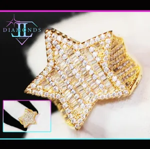 Iced out ring | Star Ring | Diamond Star Ring | Star Shaped ring | Star Rings | Iced Out Star Ring | Baguette Star Ring | Gold Star Ring
