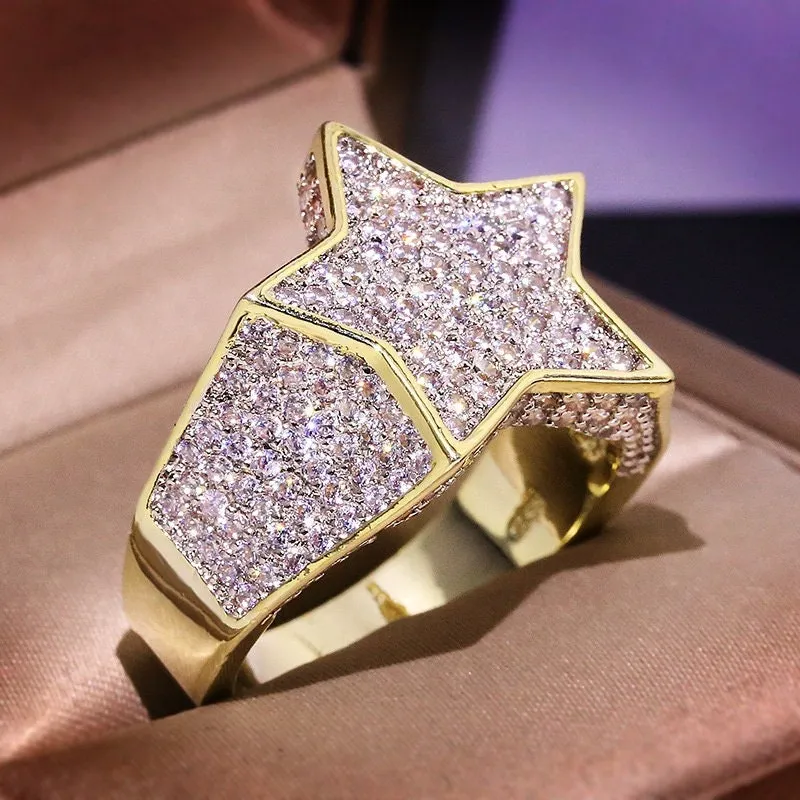Iced out ring | Star Ring | Diamond Star Ring | Star Shaped ring | star rings | Iced Out Star Ring | Big ring | Fashion Ring | Pinky Ring