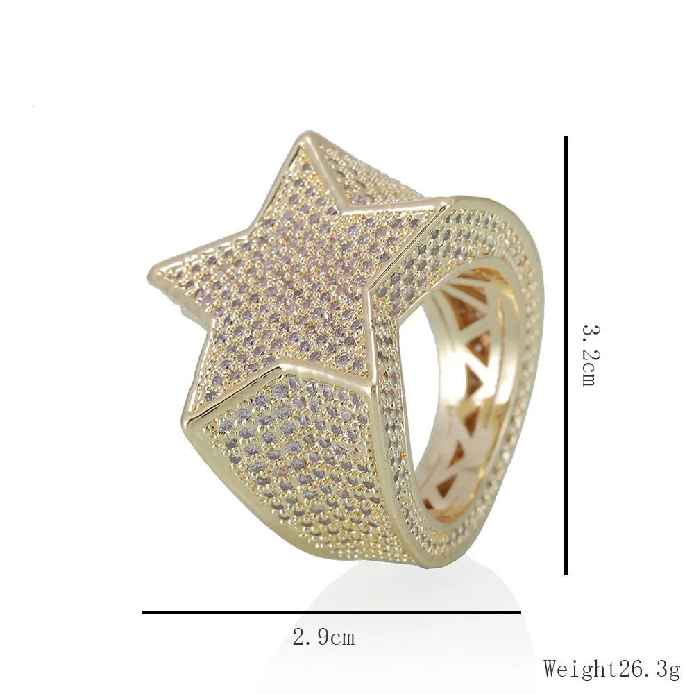 Iced out ring | Star Ring | Diamond Star Rings