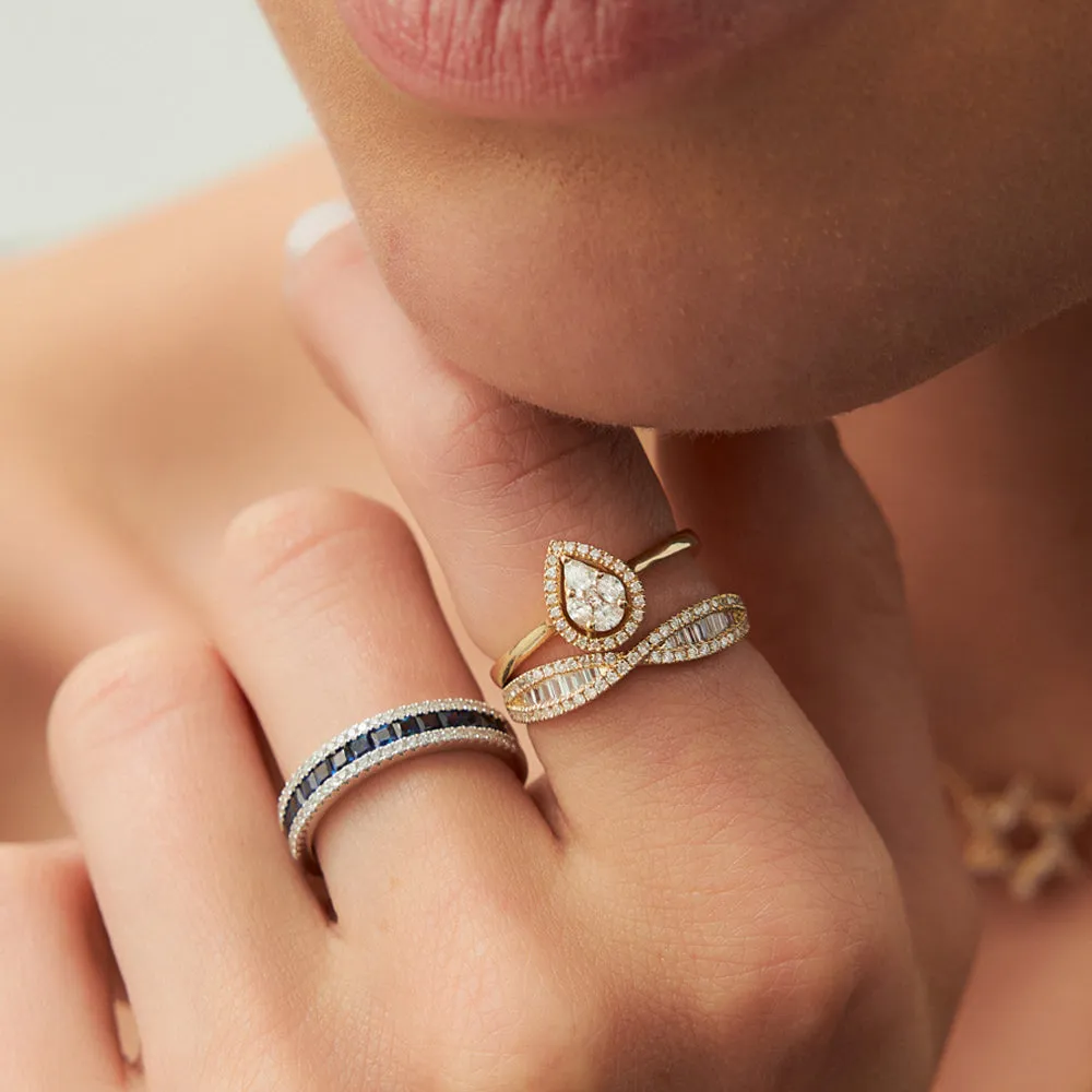 Illusion Set Pear Shape Engagement Ring in 14k