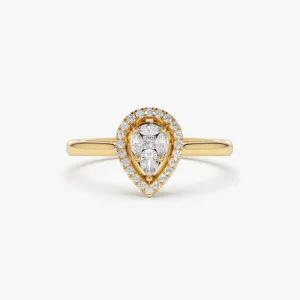 Illusion Set Pear Shape Engagement Ring in 14k