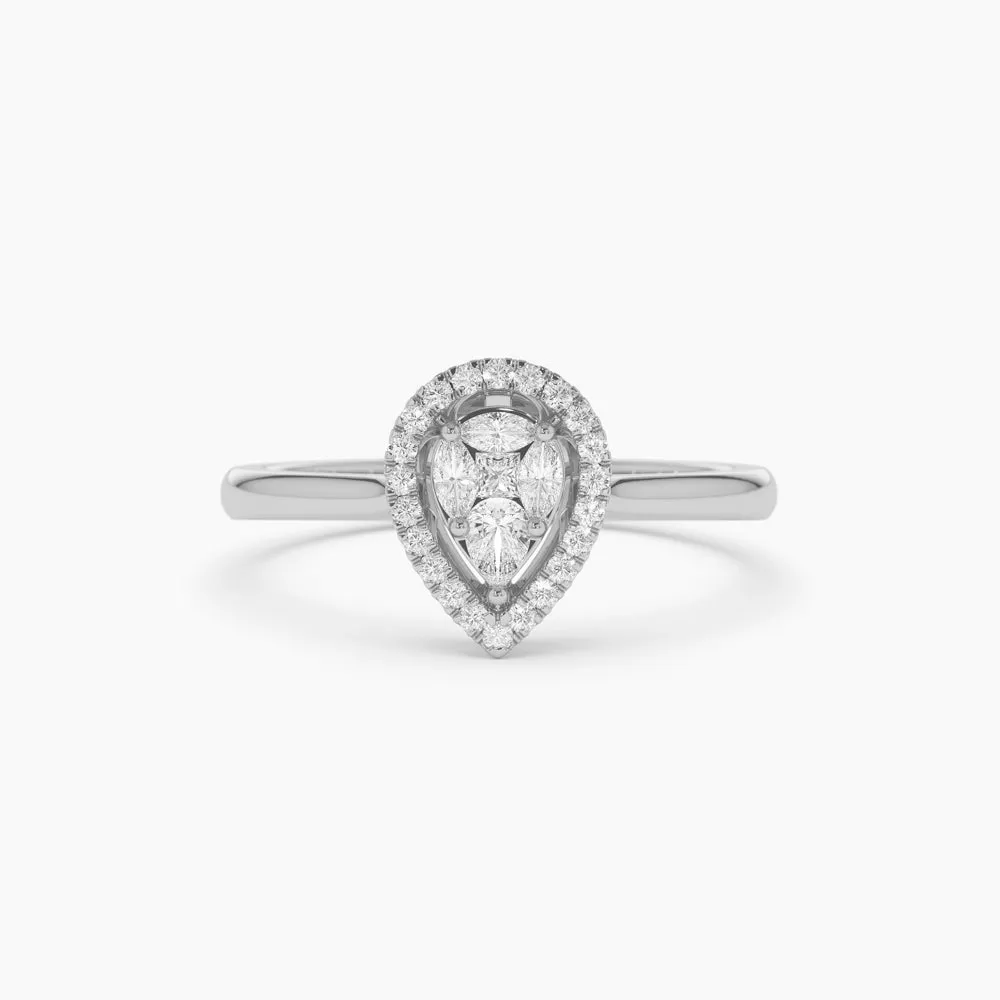 Illusion Set Pear Shape Engagement Ring in 14k