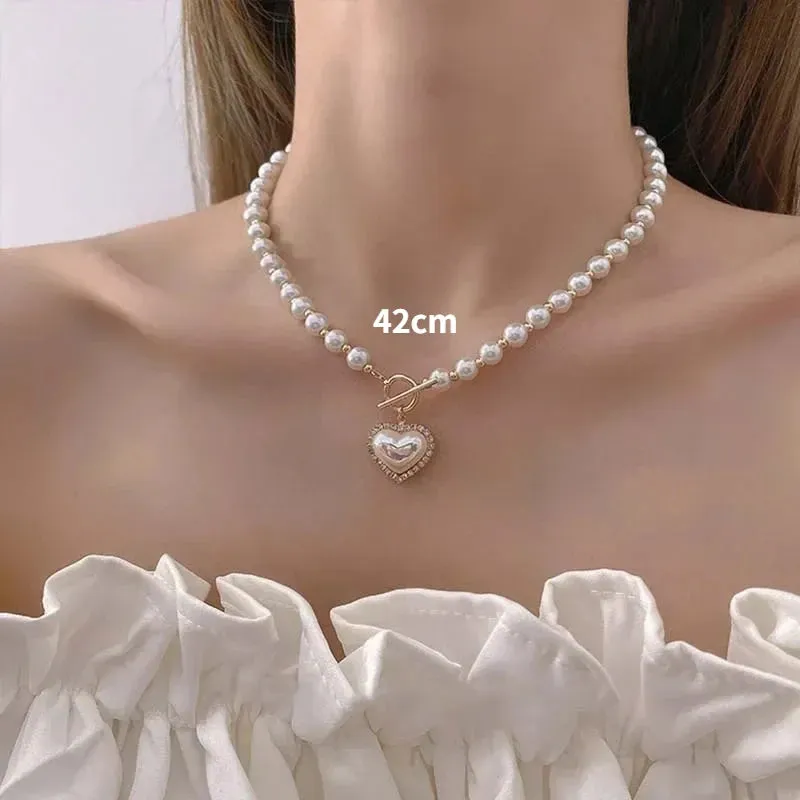 Imitation Collar Pearl OT Buckle Necklace