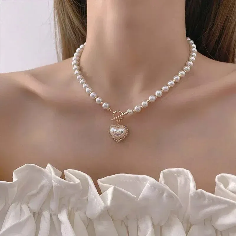 Imitation Collar Pearl OT Buckle Necklace
