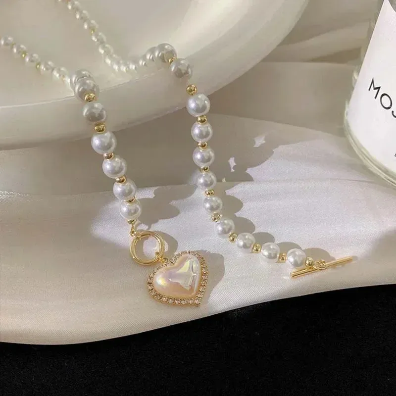 Imitation Collar Pearl OT Buckle Necklace