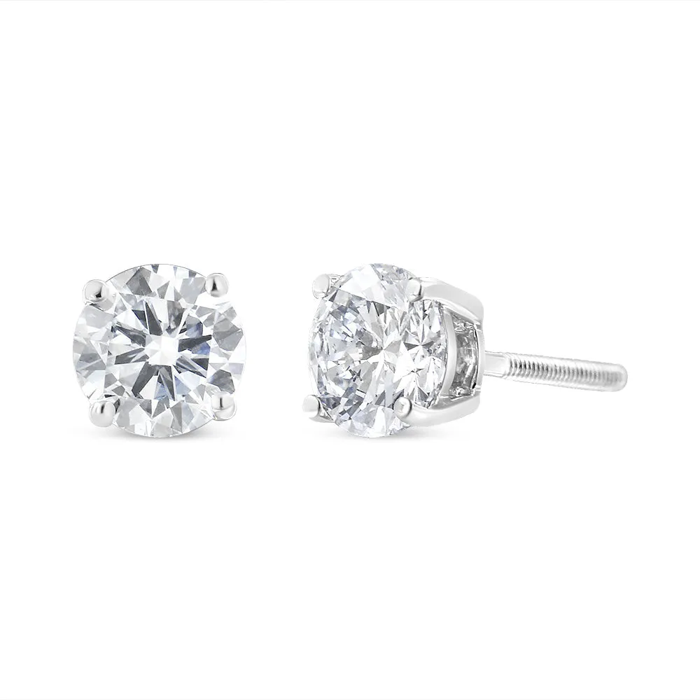 INFINITE JEWELS - Original 14k White Gold Solitaire Diamond Stud Earrings (1.5 Cttw, H-I Color, SI1-SI2 Clarity)