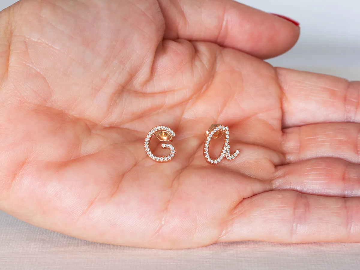 Initial Stud Earrings