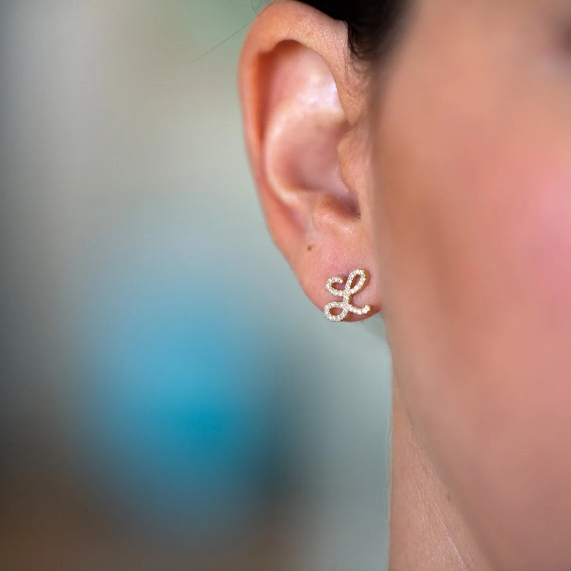 Initial Stud Earrings