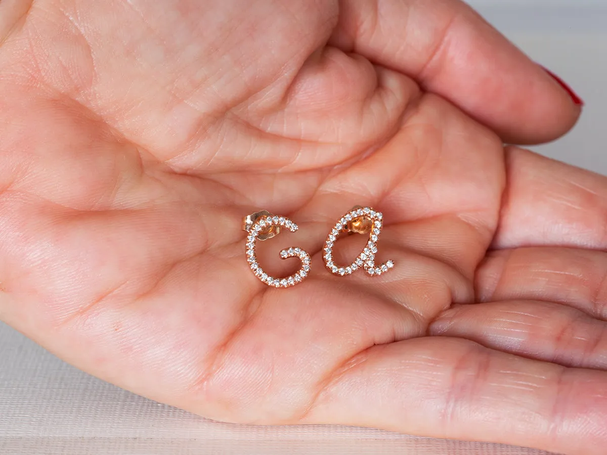 Initial Stud Earrings