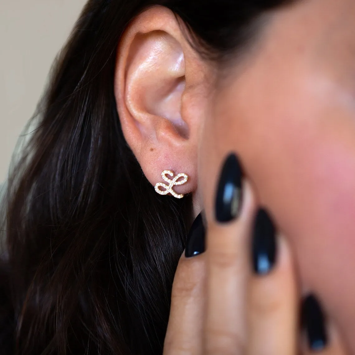 Initial Stud Earrings