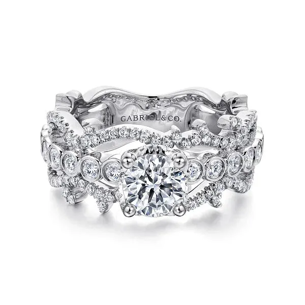 Intricate Two Tone Wide Diamond Engagement Ring Mounting