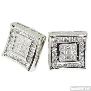 Invisible Set Fully Iced Channel Set CZ Kite Earrings