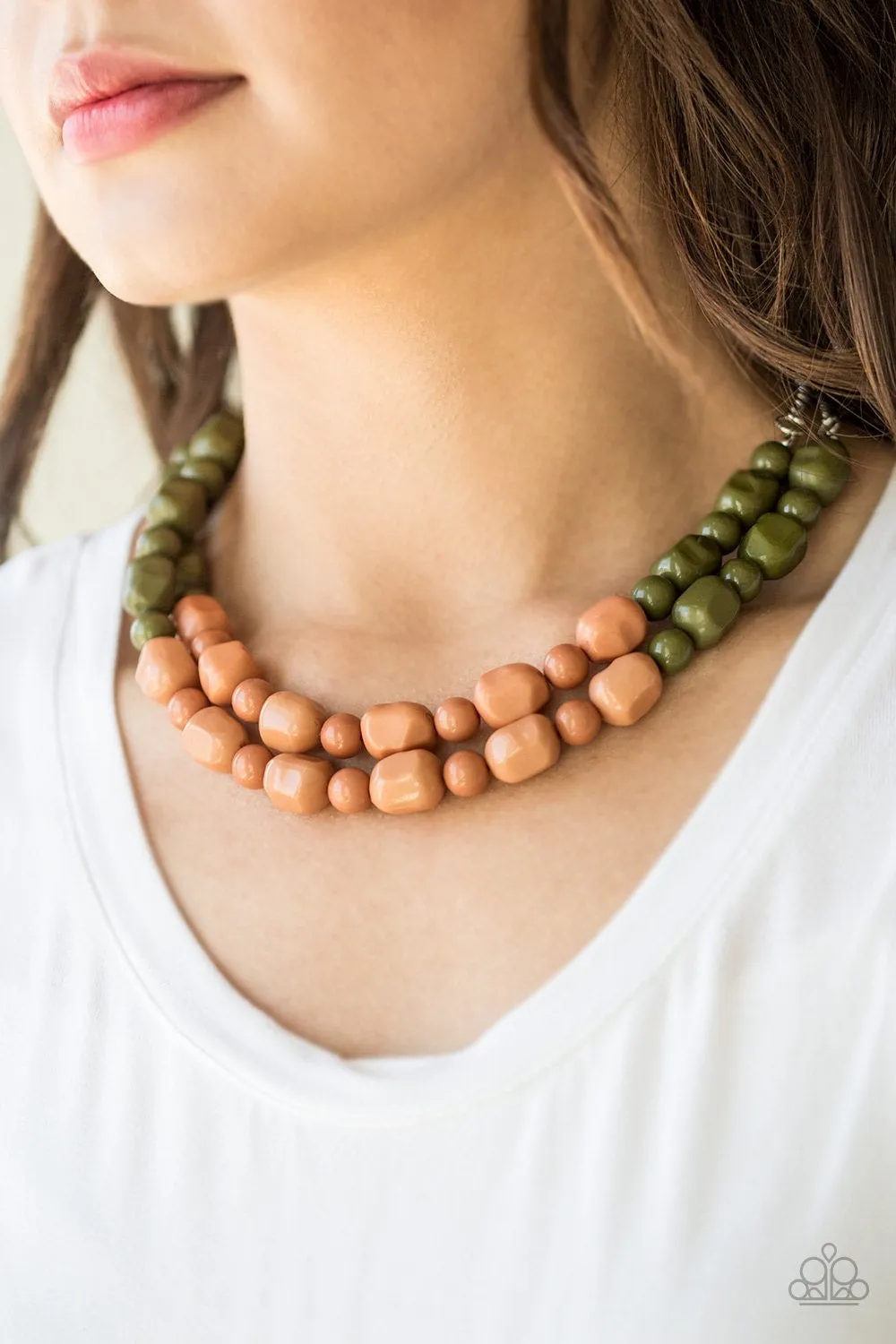 Island Excursion Multi-Necklace-Green and Brown