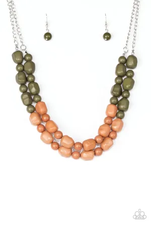 Island Excursion Multi-Necklace-Green and Brown