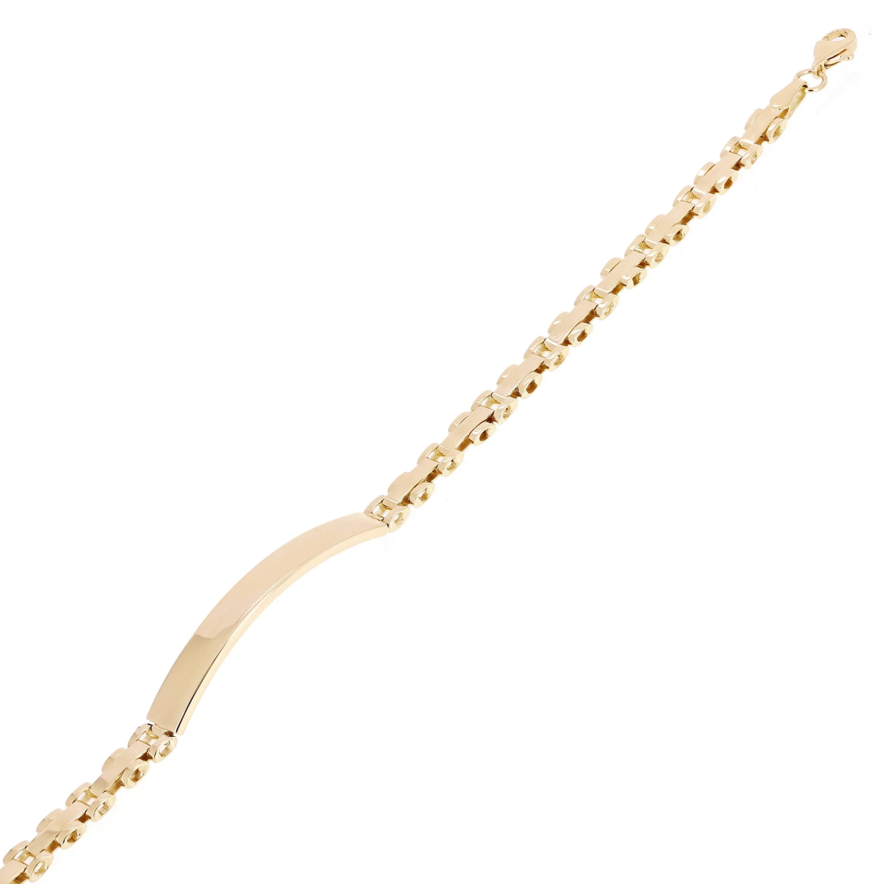 Italian 14k Yellow Gold Engravable Panther Link ID Bracelet 8.5" 5mm 8.2 grams