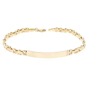 Italian 14k Yellow Gold Engravable Panther Link ID Bracelet 8.5" 5mm 8.2 grams
