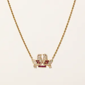 Italian Diamond & Ruby Bird Pendant Necklace | 1.30ctw, 1.14ctw | This items has an Earring set with SKU 6220-08