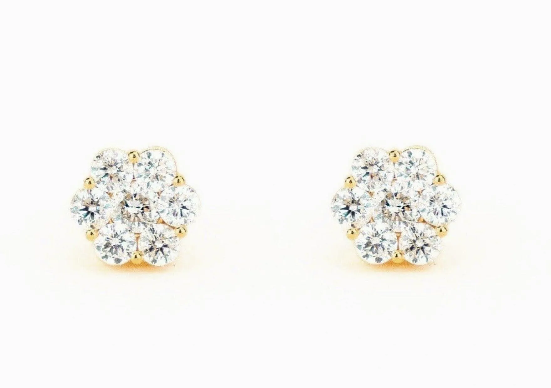 JDTK-floralearring2-   14k  Gold Custom Floral/Cluster Earrings with 3/4th CTTW Diamonds