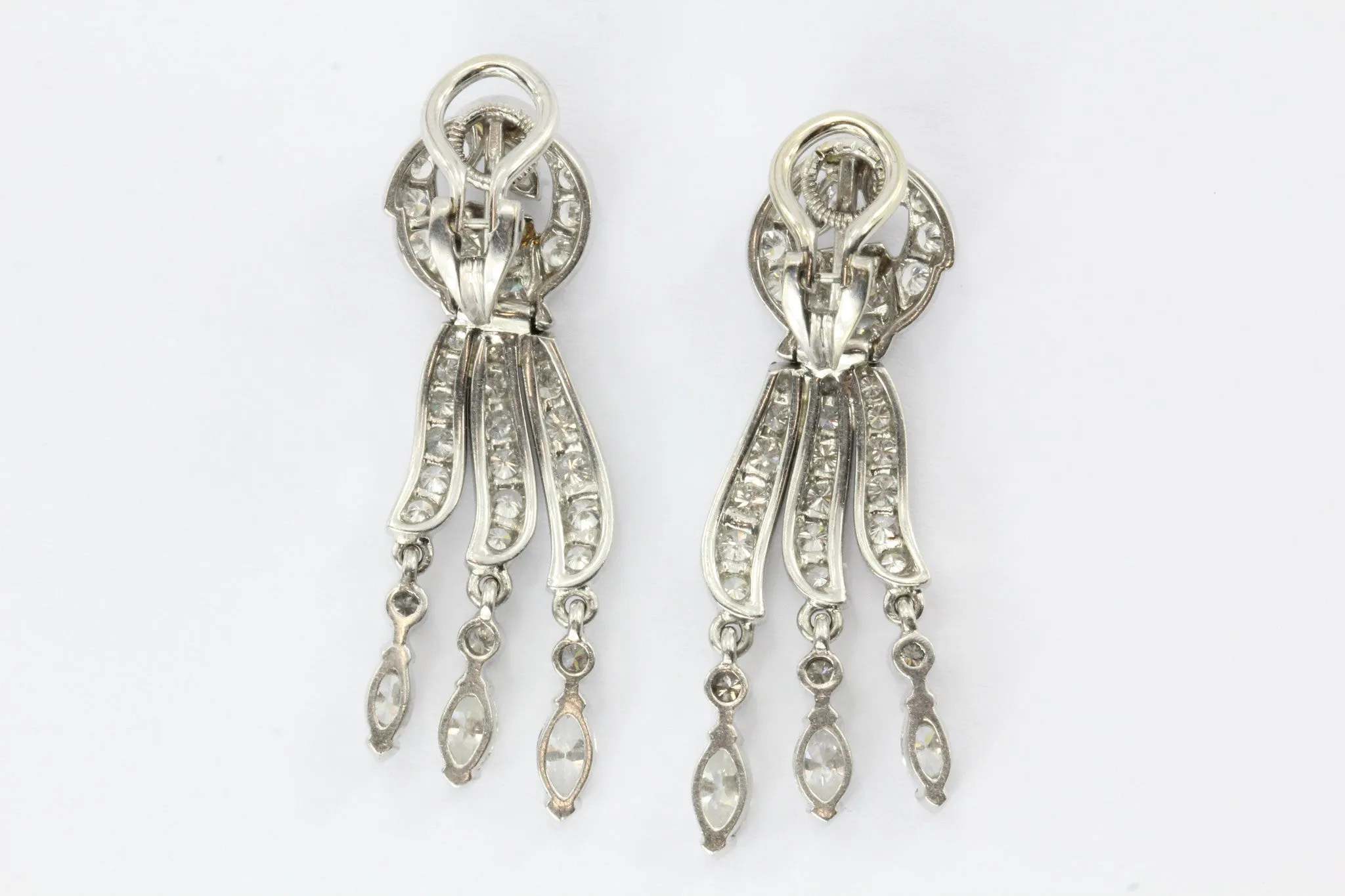 JE Caldwell Antique Platinum and Diamond French Post Earrings