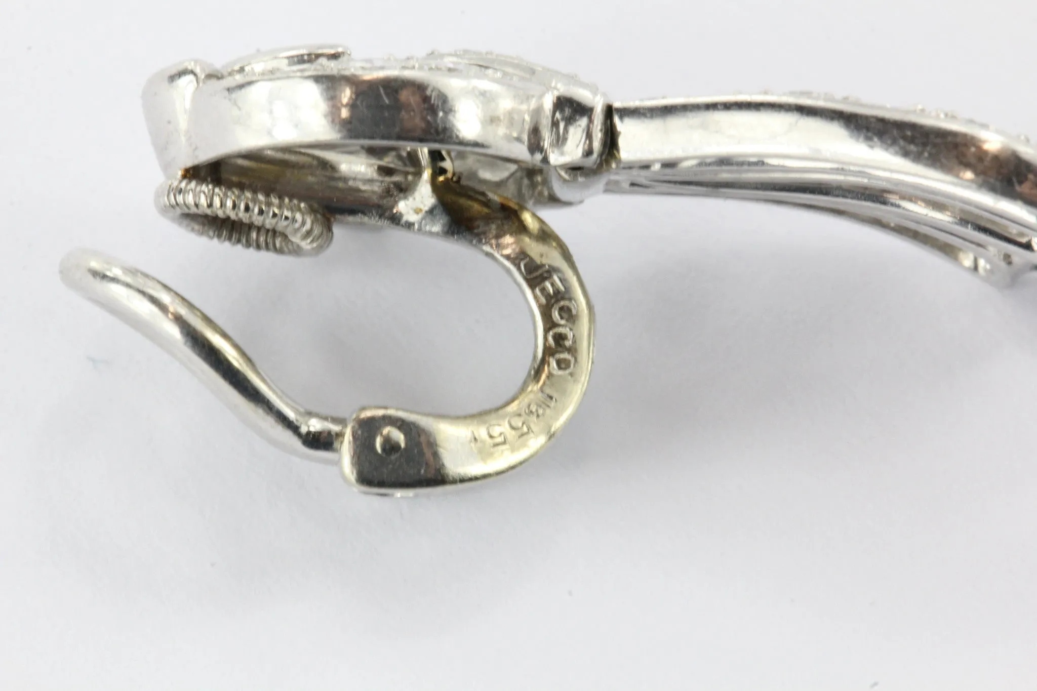 JE Caldwell Antique Platinum and Diamond French Post Earrings