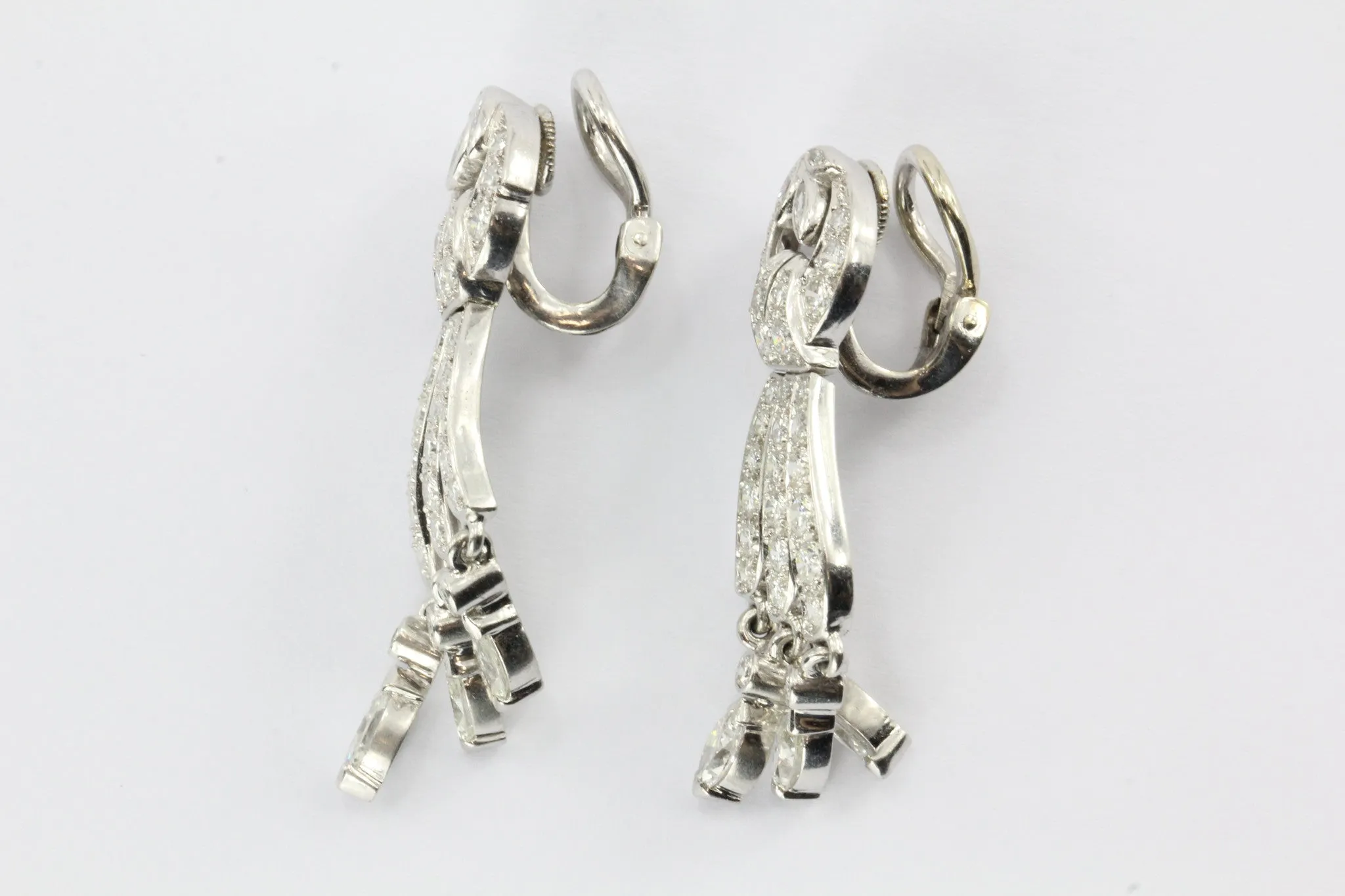 JE Caldwell Antique Platinum and Diamond French Post Earrings